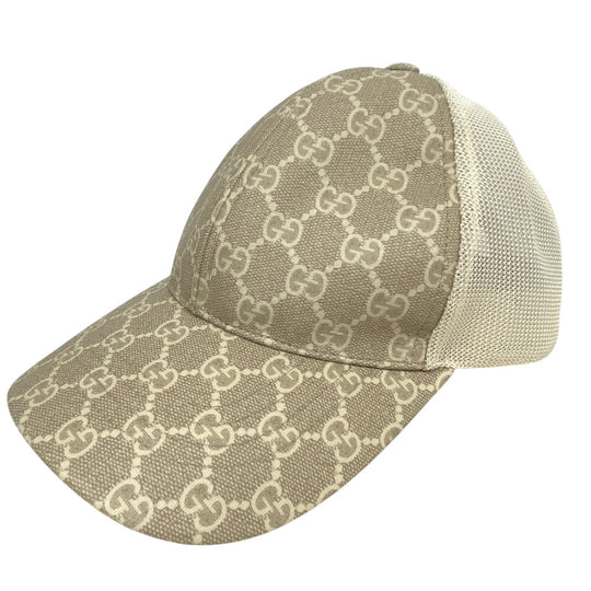 GUCCI cap 696854 Cotton, Polyester beige GG Supreme Women XS Used Authentic