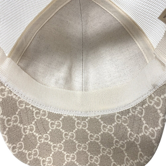 GUCCI cap 696854 Cotton, Polyester beige GG Supreme Women XS Used Authentic