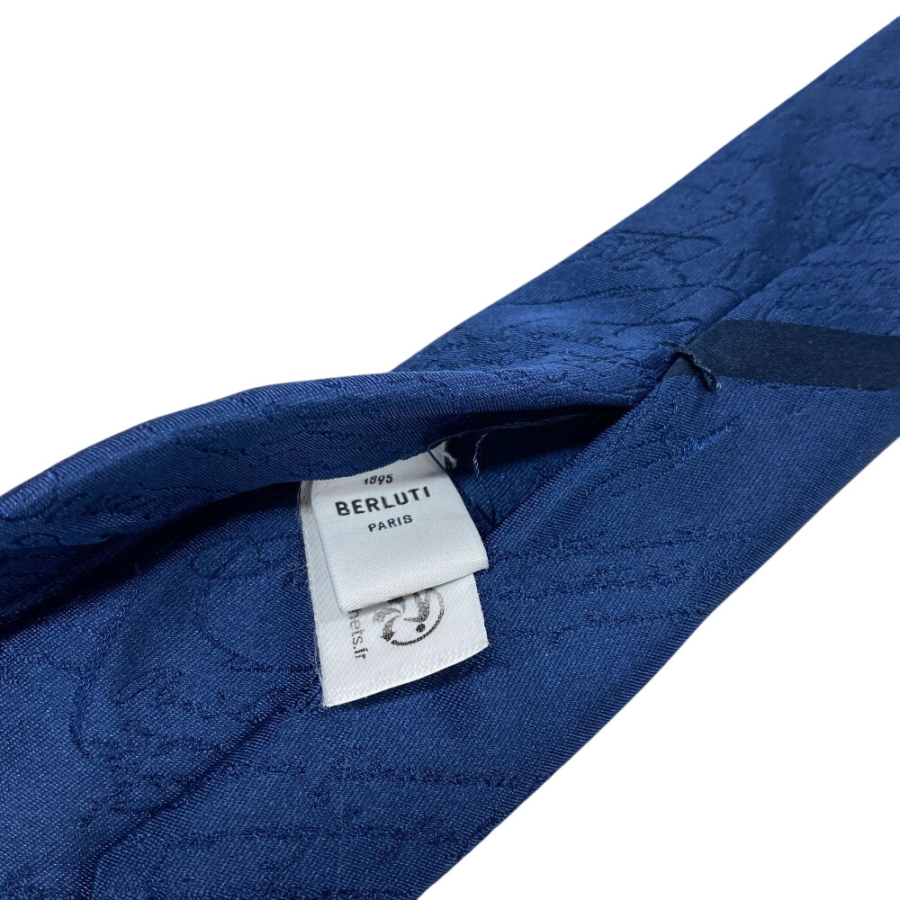 Berluti tie silk blue Calligraphy mens Used Authentic