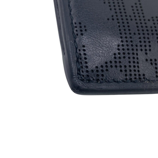 Dior Coin case leather black Oblique mens Used Authentic