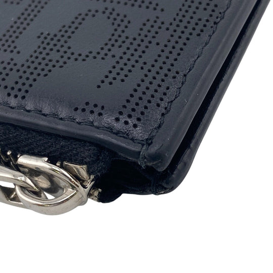 Dior Coin case leather black Oblique mens Used Authentic