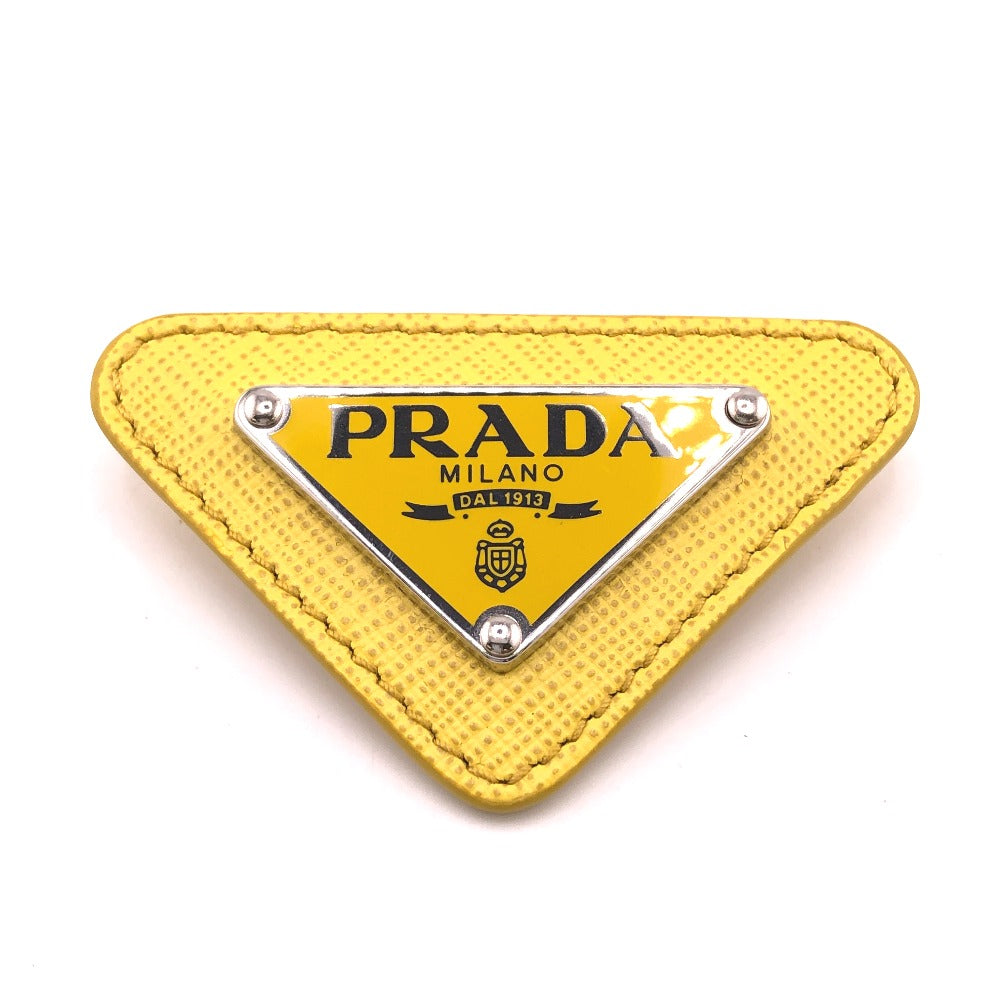 PRADA Brooch leather yellow Gold Platedx leather Women Used Authentic