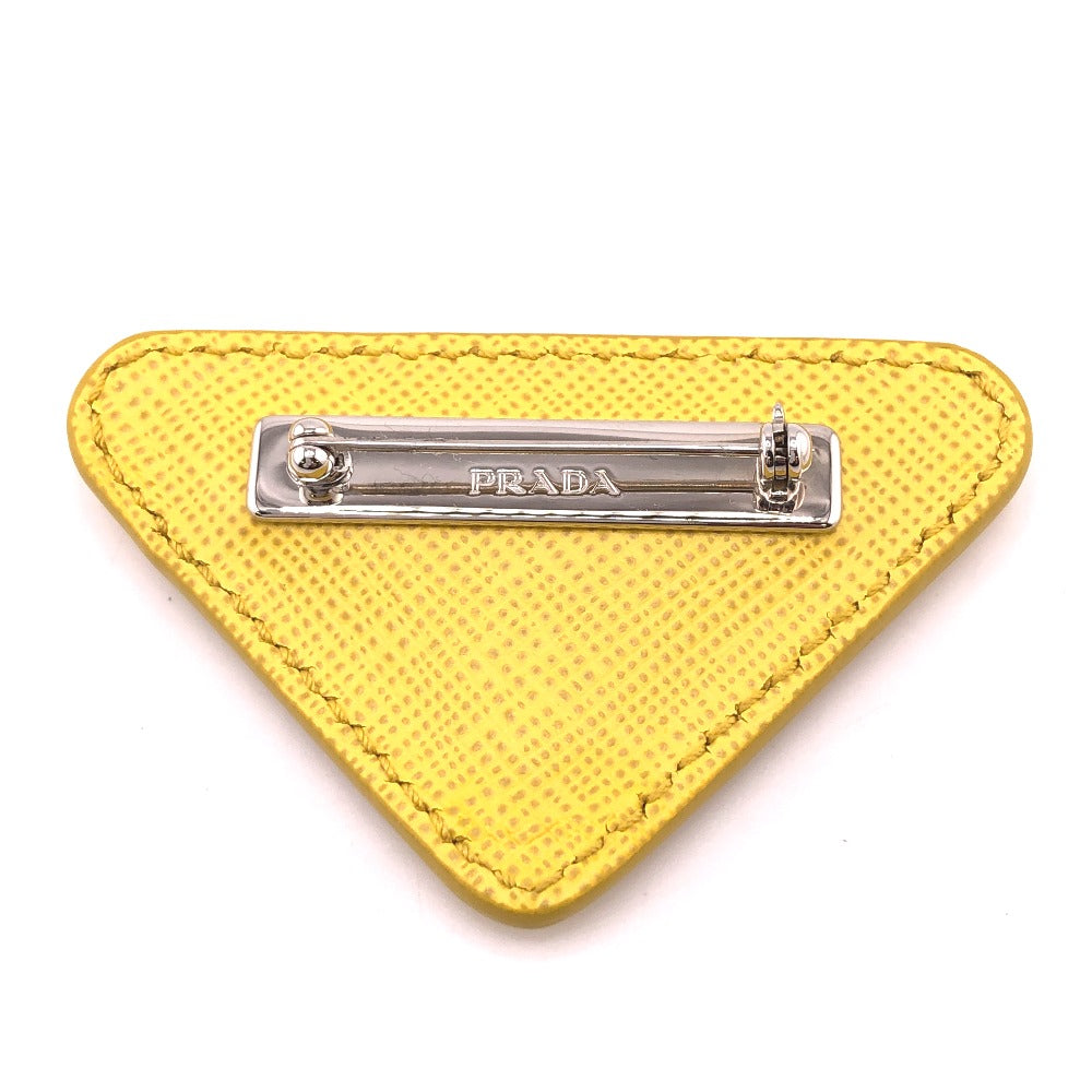 PRADA Brooch leather yellow Gold Platedx leather Women Used Authentic