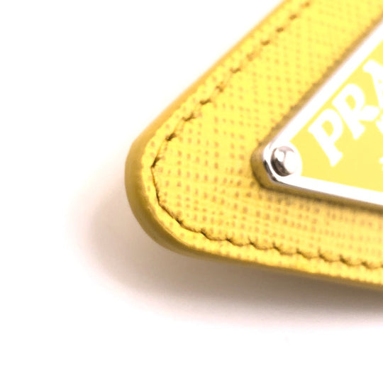 PRADA Brooch leather yellow Gold Platedx leather Women Used Authentic
