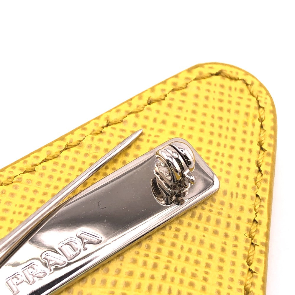 PRADA Brooch leather yellow Gold Platedx leather Women Used Authentic