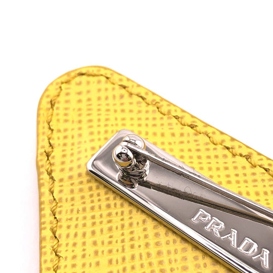 PRADA Brooch leather yellow Gold Platedx leather Women Used Authentic