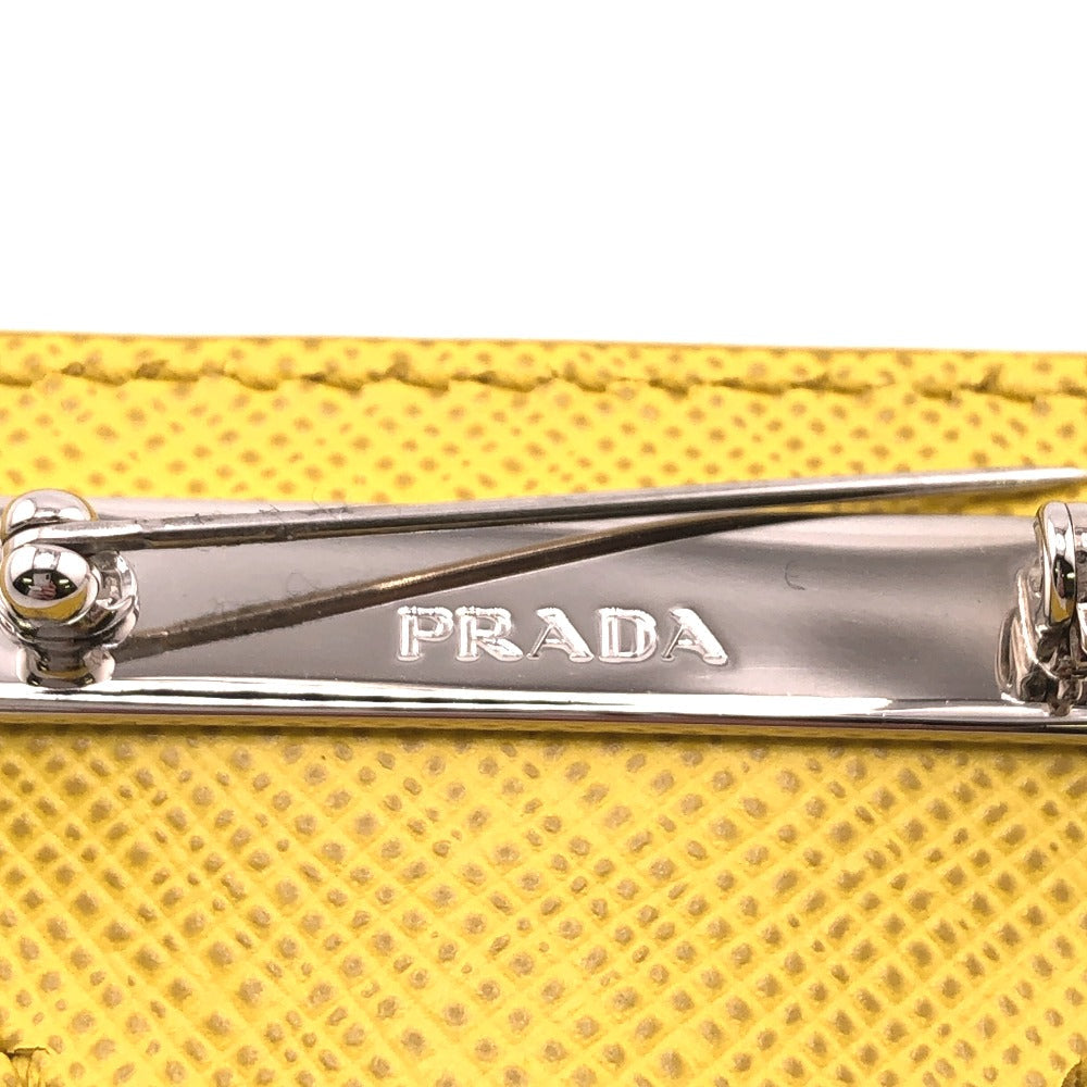 PRADA Brooch leather yellow Gold Platedx leather Women Used Authentic
