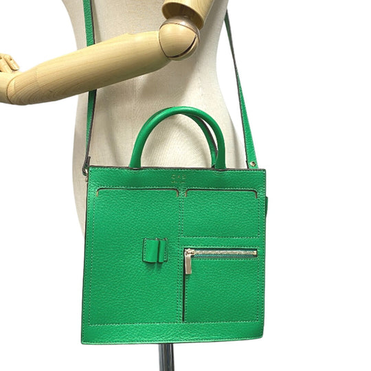 OAD NEW YORK Shoulder Bag leather green 2WAY handbag Women Used Authentic