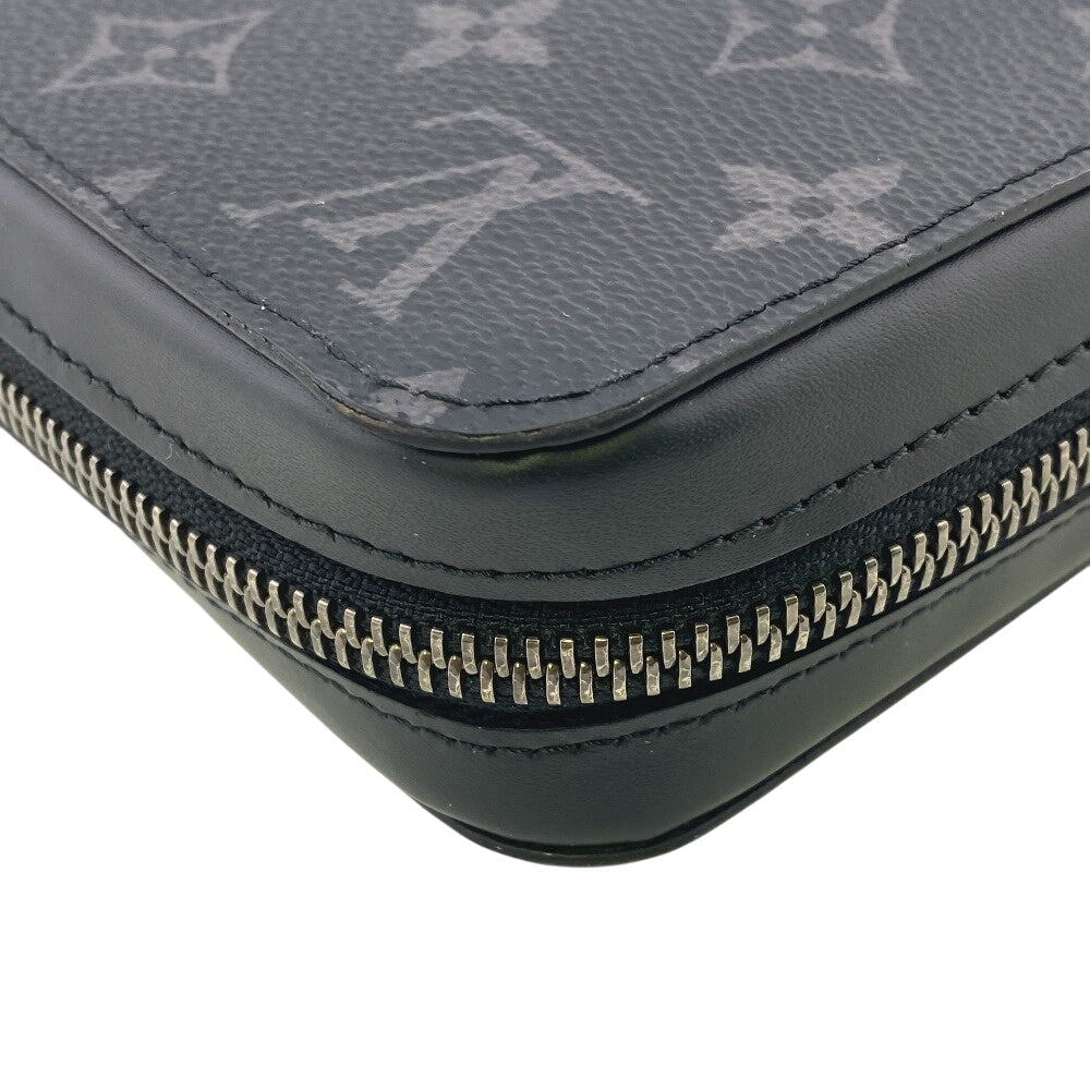 LOUIS VUITTON Long Wallet Purse M61698 Monogram Eclipse black Travel case Monogram Eclipse mens Used Authentic