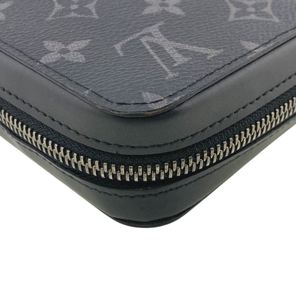 LOUIS VUITTON Long Wallet Purse M61698 Monogram Eclipse black Travel case Monogram Eclipse mens Used Authentic