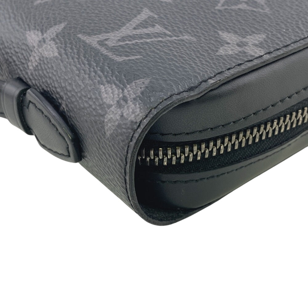 LOUIS VUITTON Long Wallet Purse M61698 Monogram Eclipse black Travel case Monogram Eclipse mens Used Authentic