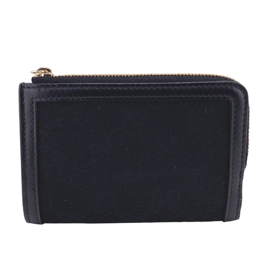 GUCCI Bifold Wallet Canvas, Leather black GG canvas Women Used Authentic