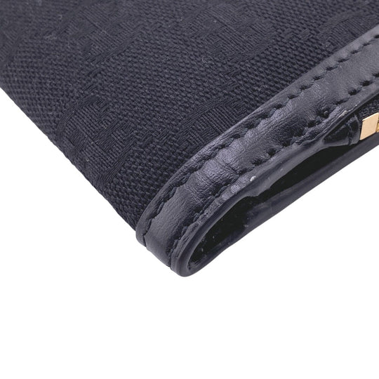 GUCCI Bifold Wallet Canvas, Leather black GG canvas Women Used Authentic