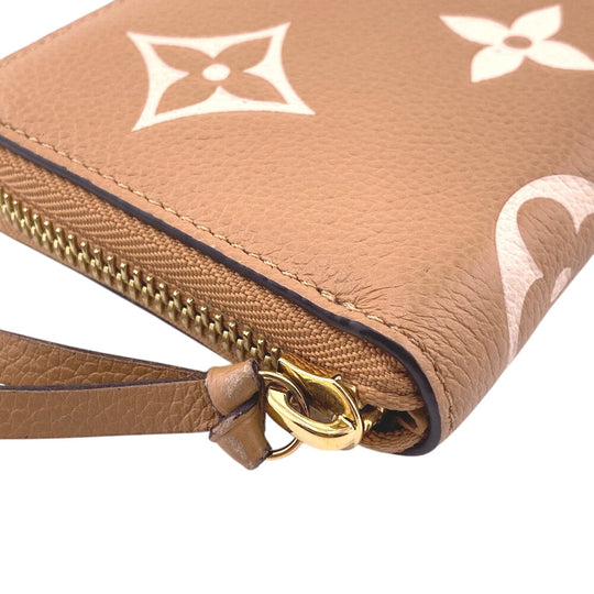 LOUIS VUITTON Long Wallet Purse M81460 leather beige Monogram Portefeuille Clemence Women Used Authentic