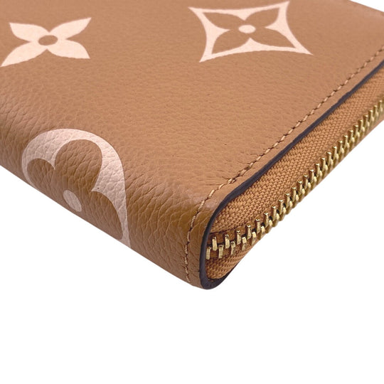 LOUIS VUITTON Long Wallet Purse M81460 leather beige Monogram Portefeuille Clemence Women Used Authentic