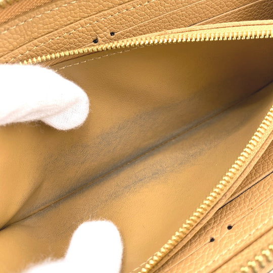 LOUIS VUITTON Long Wallet Purse M81460 leather beige Monogram Portefeuille Clemence Women Used Authentic