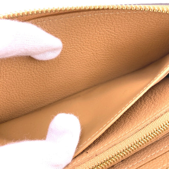 LOUIS VUITTON Long Wallet Purse M81460 leather beige Monogram Portefeuille Clemence Women Used Authentic