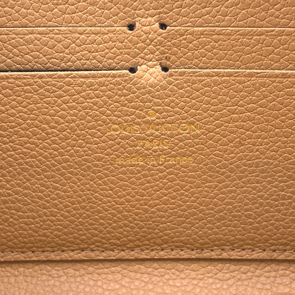 LOUIS VUITTON Long Wallet Purse M81460 leather beige Monogram Portefeuille Clemence Women Used Authentic