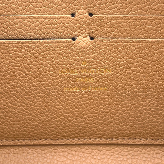 LOUIS VUITTON Long Wallet Purse M81460 leather beige Monogram Portefeuille Clemence Women Used Authentic