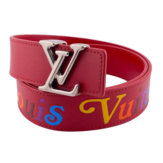 LOUIS VUITTON belt M096 Leather, Metal Red Monogram New Wave Santur Women(Unisex) 85/34 Used Authentic