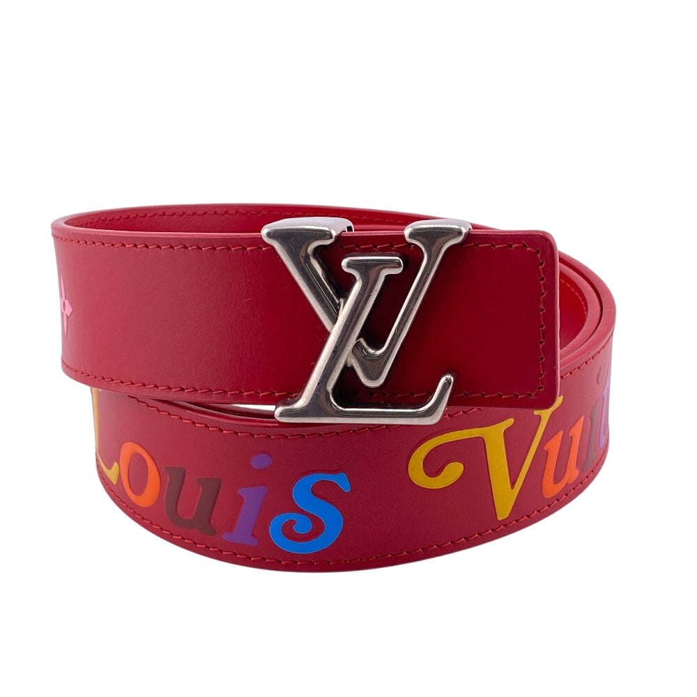 LOUIS VUITTON belt M096 Leather, Metal Red Monogram New Wave Santur Women(Unisex) 85/34 Used Authentic