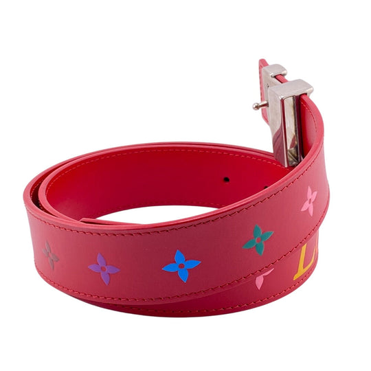 LOUIS VUITTON belt M096 Leather, Metal Red Monogram New Wave Santur Women(Unisex) 85/34 Used Authentic