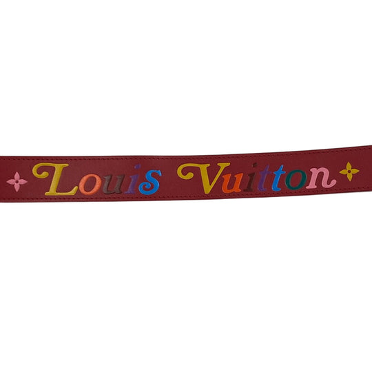 LOUIS VUITTON belt M096 Leather, Metal Red Monogram New Wave Santur Women(Unisex) 85/34 Used Authentic