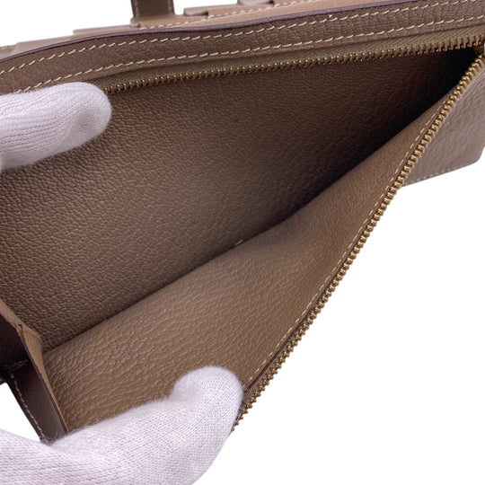 HERMES Bifold Wallet Chevre Mysore, Leather beige Hermes Bearn Soufflet Chevre Mysore Wallet Etoupe Gold Metal � O:2011 Women Used Authentic