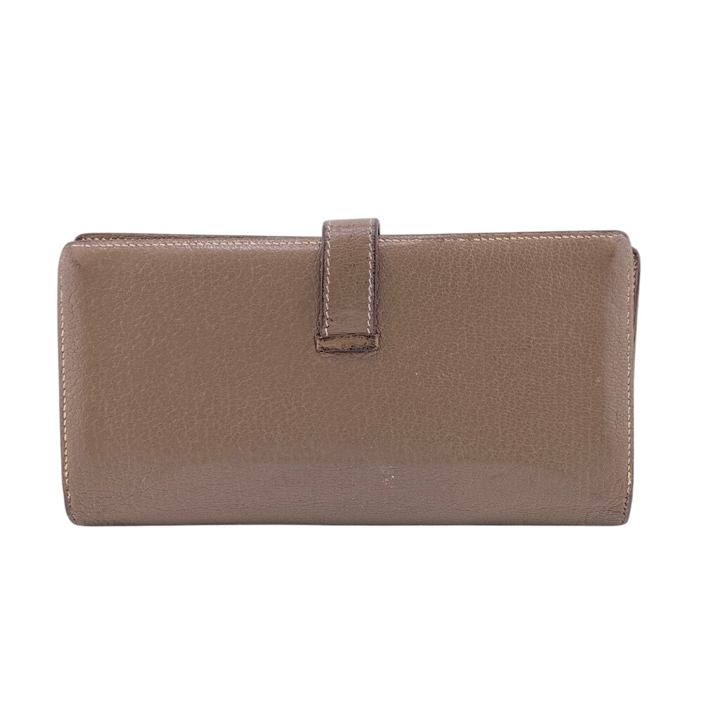 HERMES Bifold Wallet Chevre Mysore, Leather beige Hermes Bearn Soufflet Chevre Mysore Wallet Etoupe Gold Metal � O:2011 Women Used Authentic