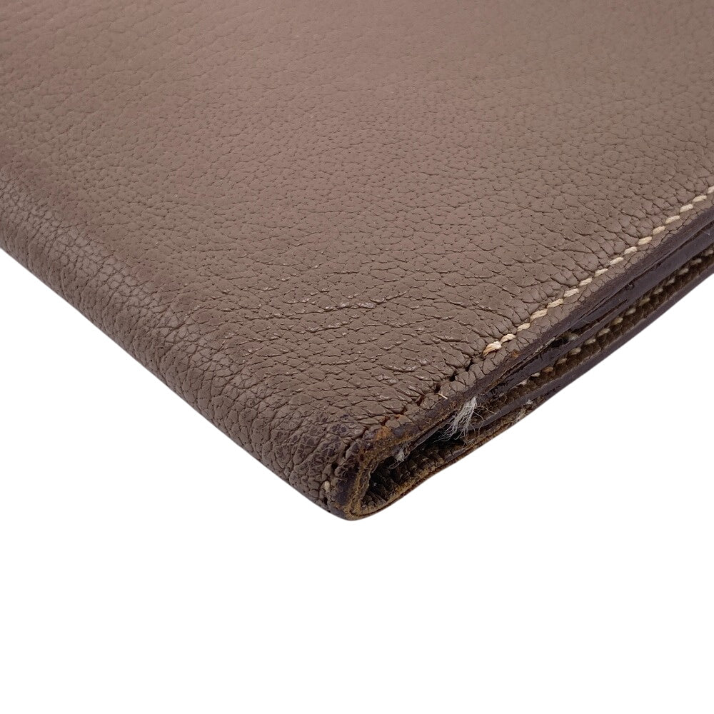 HERMES Bifold Wallet Chevre Mysore, Leather beige Hermes Bearn Soufflet Chevre Mysore Wallet Etoupe Gold Metal � O:2011 Women Used Authentic