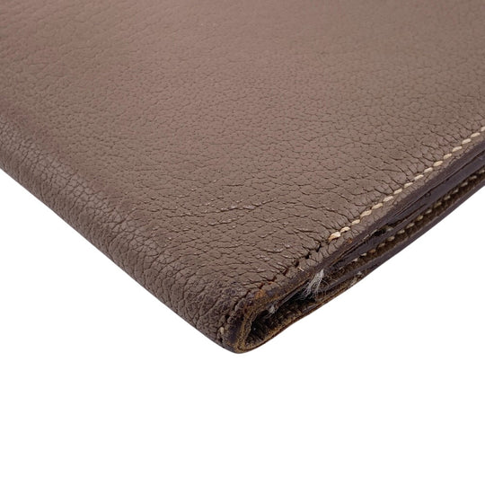 HERMES Bifold Wallet Chevre Mysore, Leather beige Hermes Bearn Soufflet Chevre Mysore Wallet Etoupe Gold Metal � O:2011 Women Used Authentic