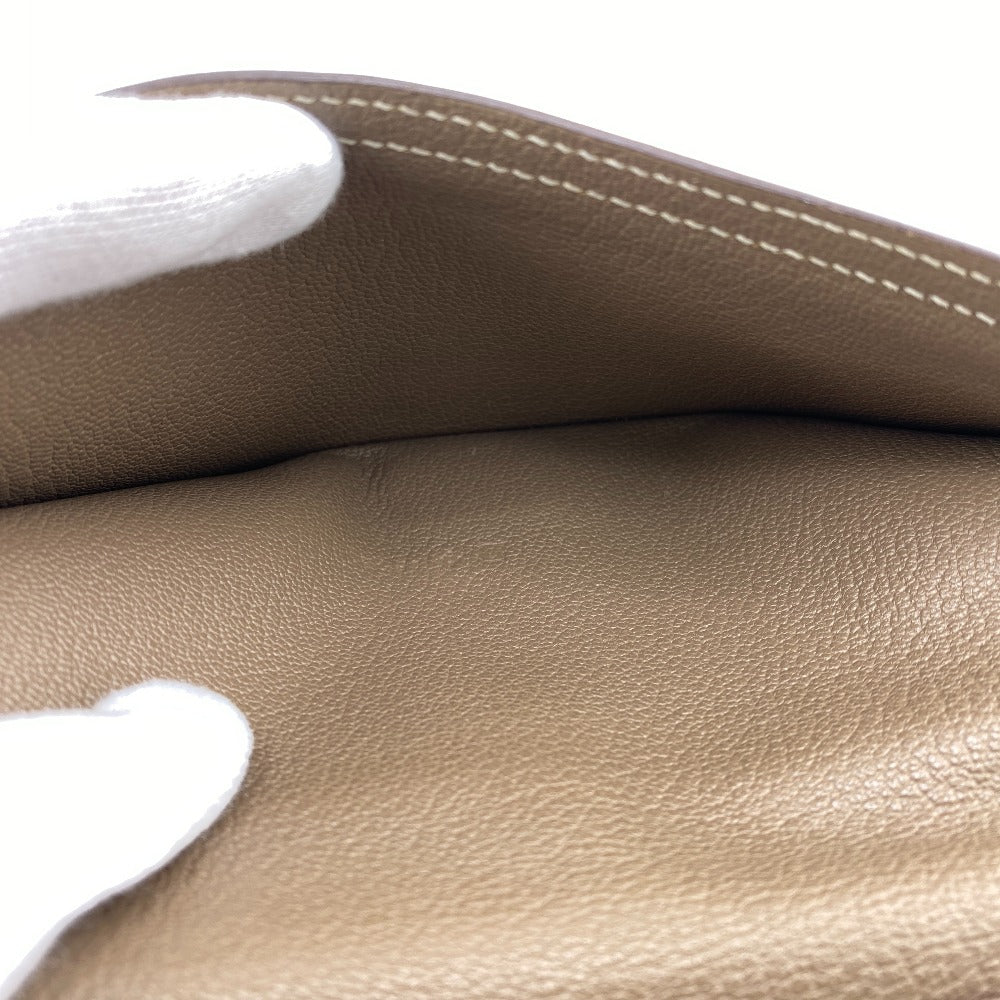 HERMES Bifold Wallet Chevre Mysore, Leather beige Hermes Bearn Soufflet Chevre Mysore Wallet Etoupe Gold Metal � O:2011 Women Used Authentic