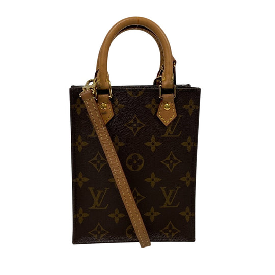 LOUIS VUITTON Shoulder Bag M69442 leather Brown Monogram Eclipse Petit Sac Plat Women Used Authentic