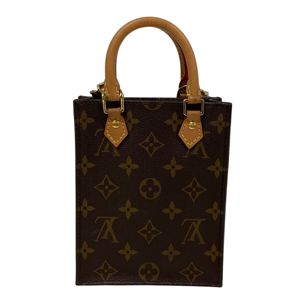 LOUIS VUITTON Shoulder Bag M69442 leather Brown Monogram Eclipse Petit Sac Plat Women Used Authentic