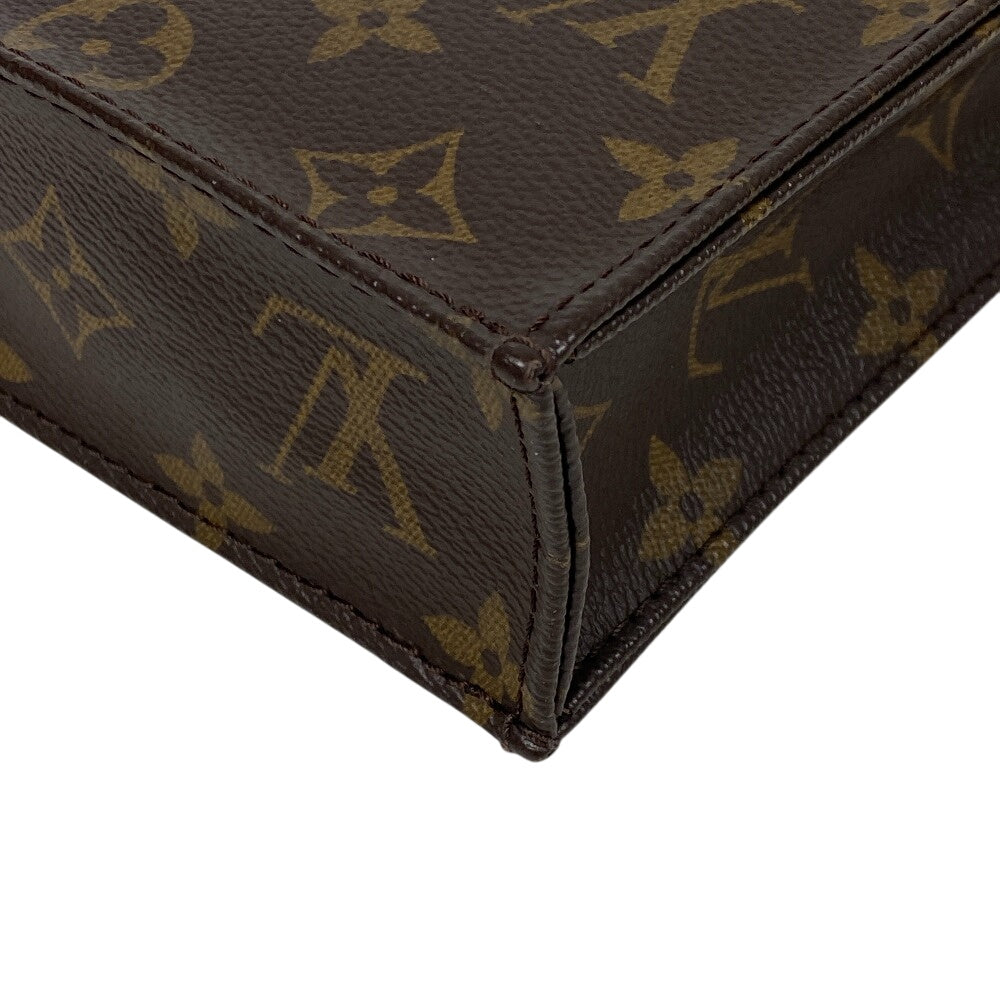 LOUIS VUITTON Shoulder Bag M69442 leather Brown Monogram Eclipse Petit Sac Plat Women Used Authentic