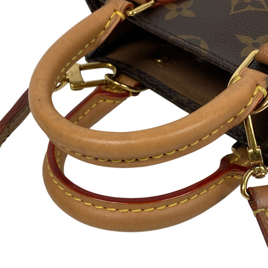 LOUIS VUITTON Shoulder Bag M69442 leather Brown Monogram Eclipse Petit Sac Plat Women Used Authentic