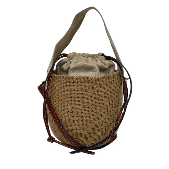Chloe Shoulder Bag Leather, Paper beige Woody Small Basket Women Used Authentic