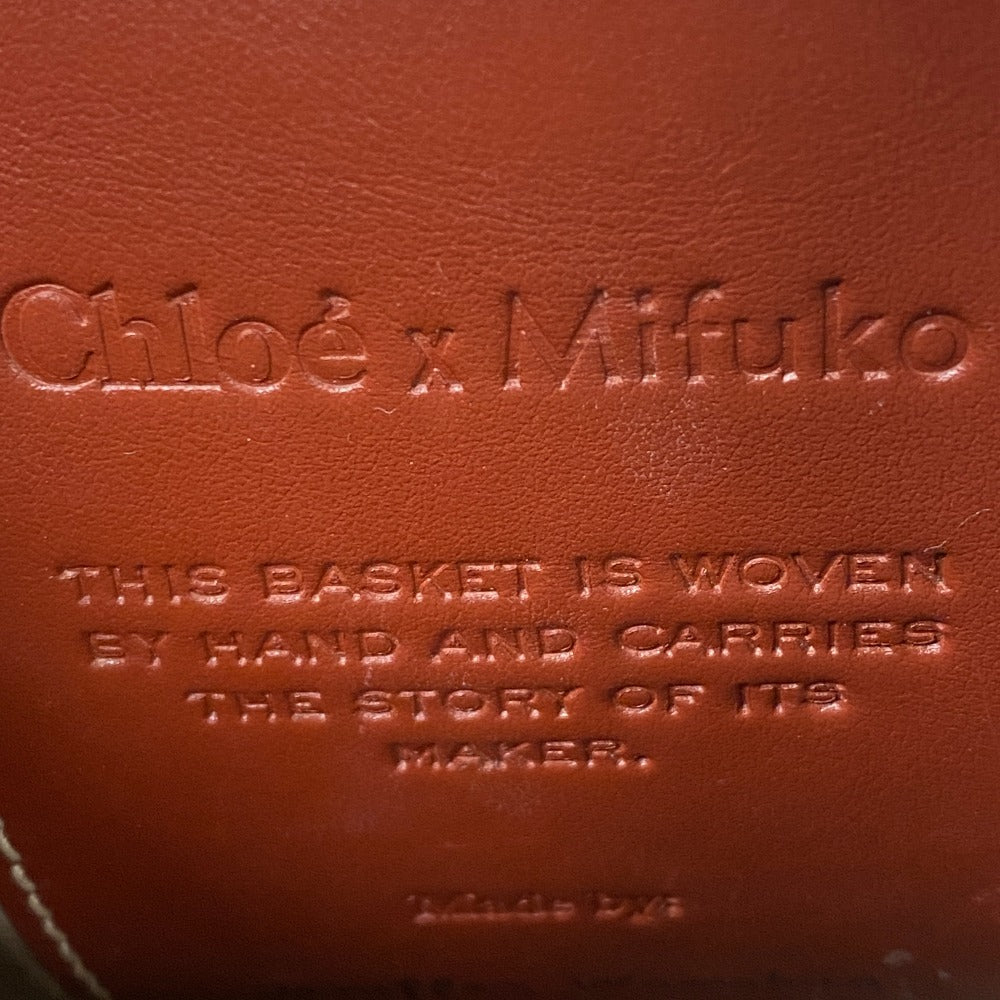 Chloe Shoulder Bag Leather, Paper beige Woody Small Basket Women Used Authentic