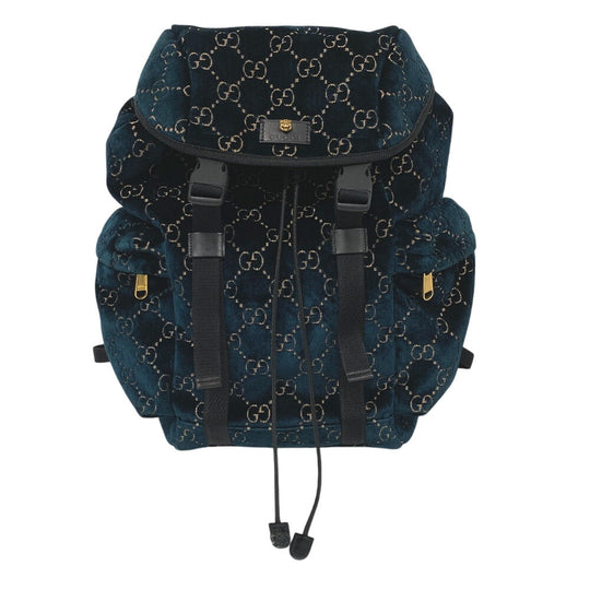 GUCCI Backpack 574923 Leather, Nylon green GG velvet unisex(Unisex) Used Authentic