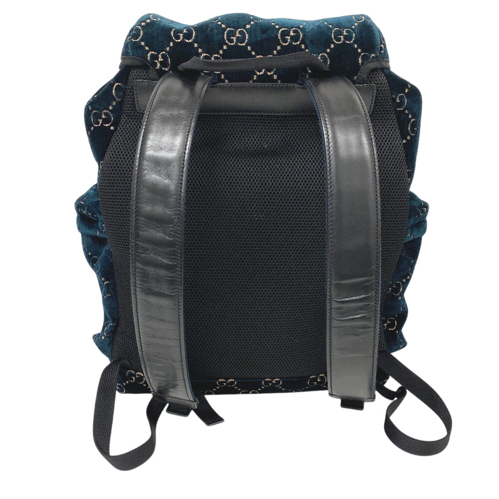 GUCCI Backpack 574923 Leather, Nylon green GG velvet unisex(Unisex) Used Authentic