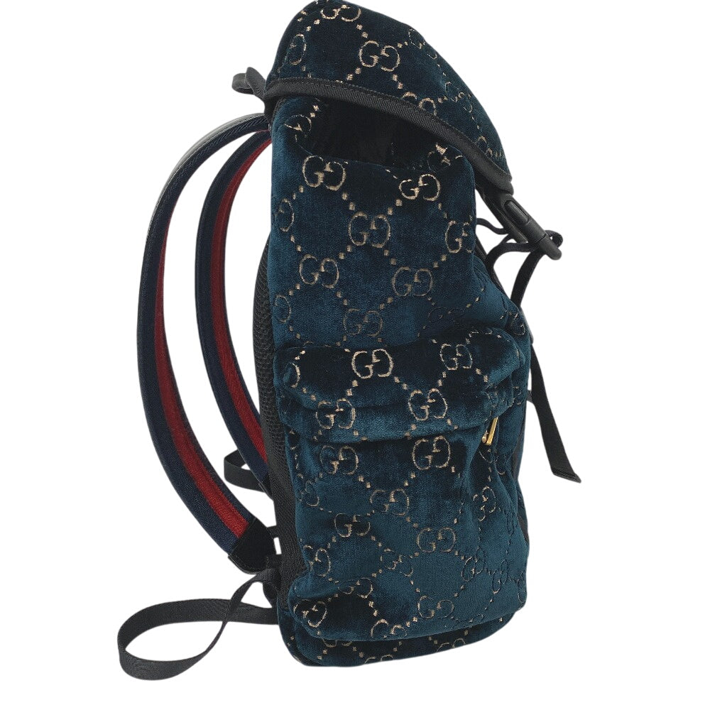 GUCCI Backpack 574923 Leather, Nylon green GG velvet unisex(Unisex) Used Authentic