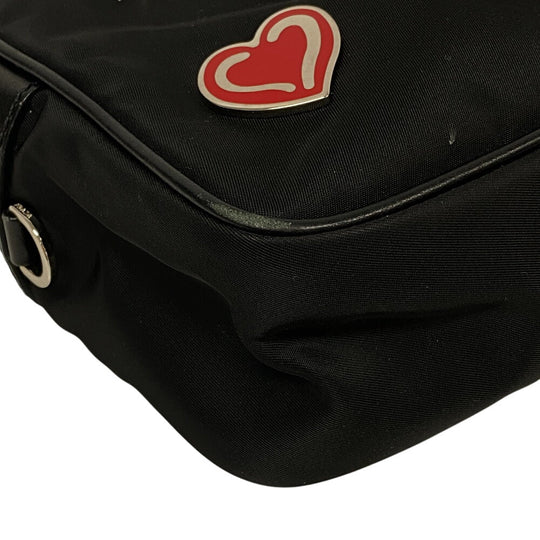 PRADA Shoulder Bag 1BC167 Nylon black Test Women Used Authentic