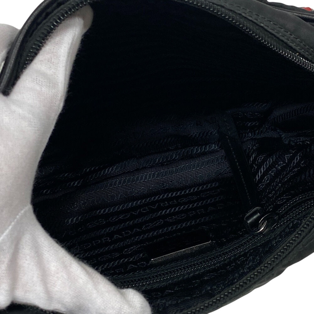 PRADA Shoulder Bag 1BC167 Nylon black Test Women Used Authentic