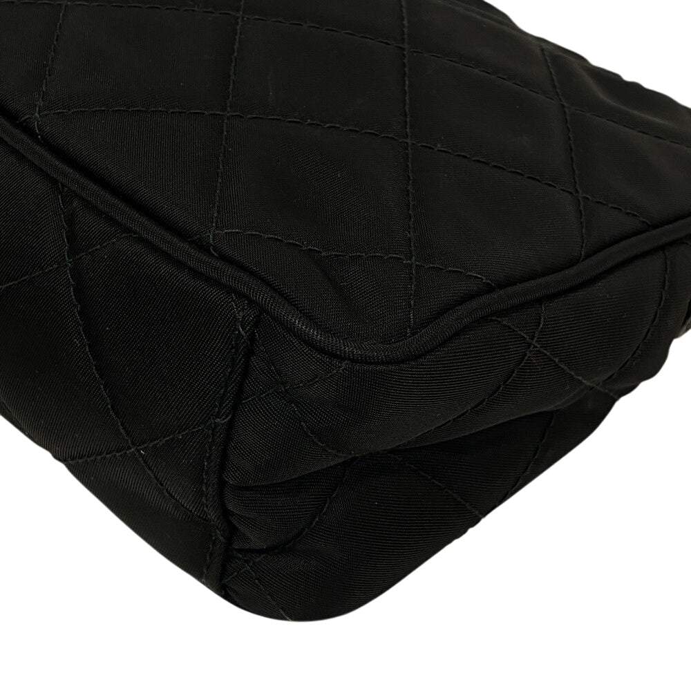 PRADA Handbag 1BH026 Nylon black Chain handbag Triangular plate test input Women Used Authentic