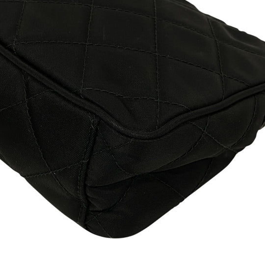 PRADA Handbag 1BH026 Nylon black Chain handbag Triangular plate test input Women Used Authentic