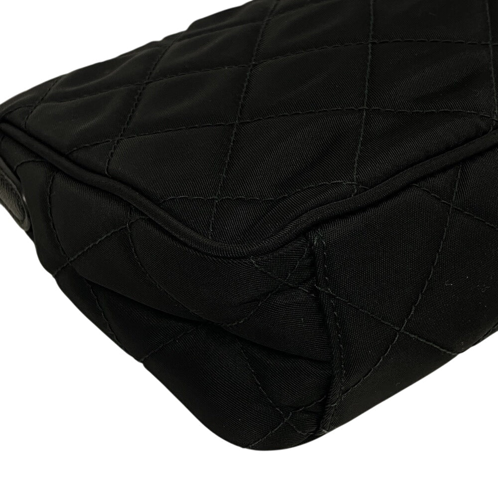 PRADA Handbag 1BH026 Nylon black Chain handbag Triangular plate test input Women Used Authentic