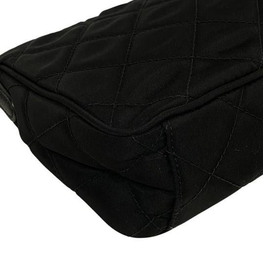 PRADA Handbag 1BH026 Nylon black Chain handbag Triangular plate test input Women Used Authentic