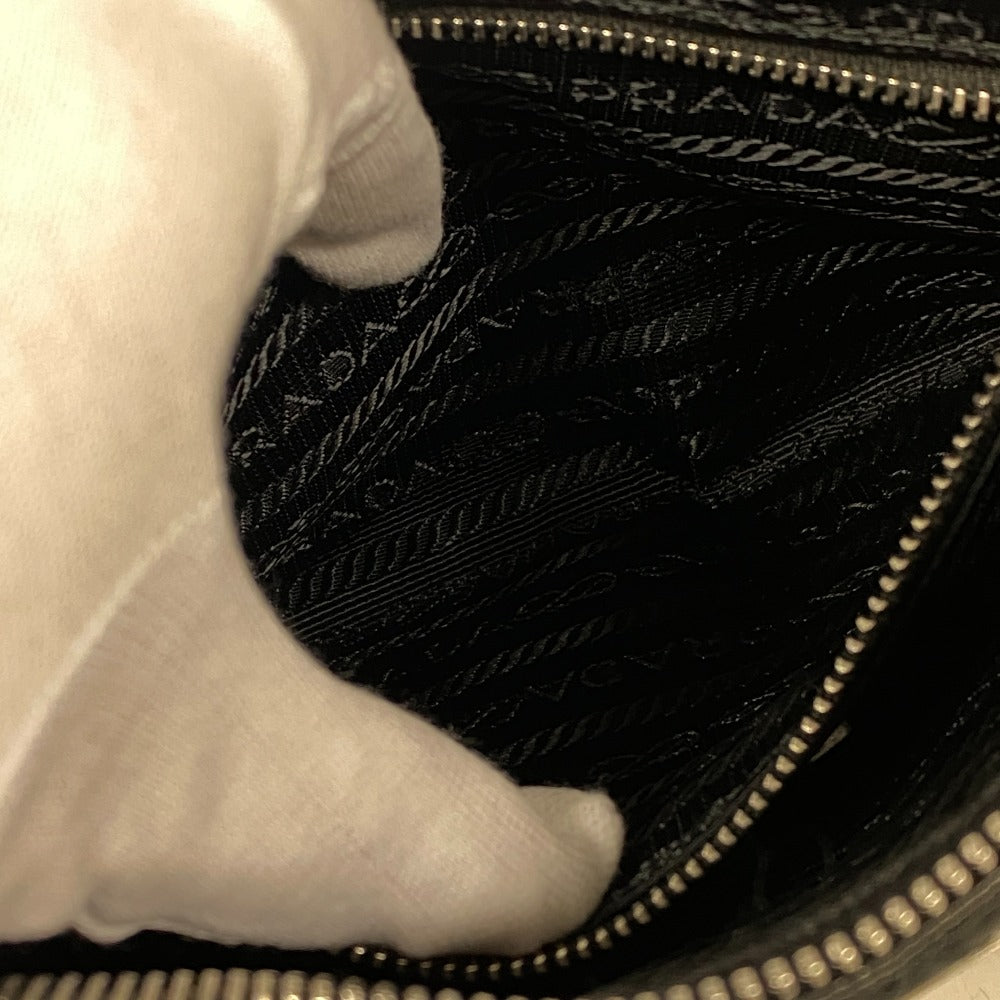 PRADA Handbag 1BH026 Nylon black Chain handbag Triangular plate test input Women Used Authentic