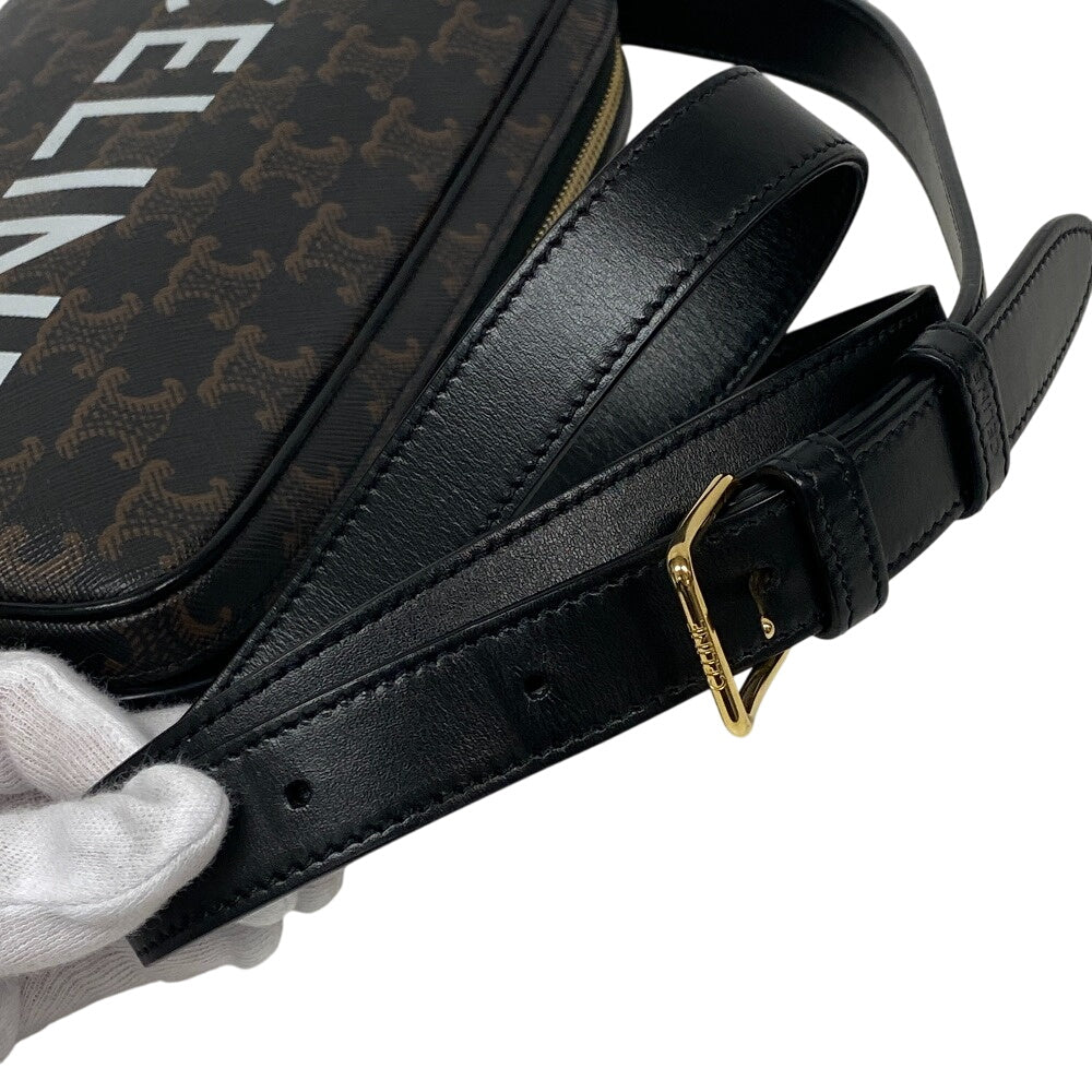 CELINE Shoulder Bag PVC, Leather black Triomphe Medium Women Used Authentic