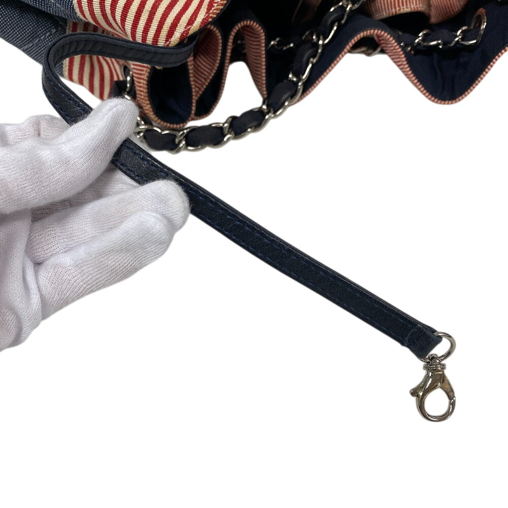 CHANEL Shoulder Bag canvas blue Coco Cabas Women Used Authentic